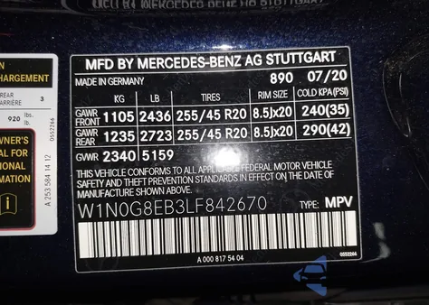 2020 Mercedes-Benz Glc 300 4Matic z USA, uszkodzony, nr VIN W1N0G8EB3LF842670